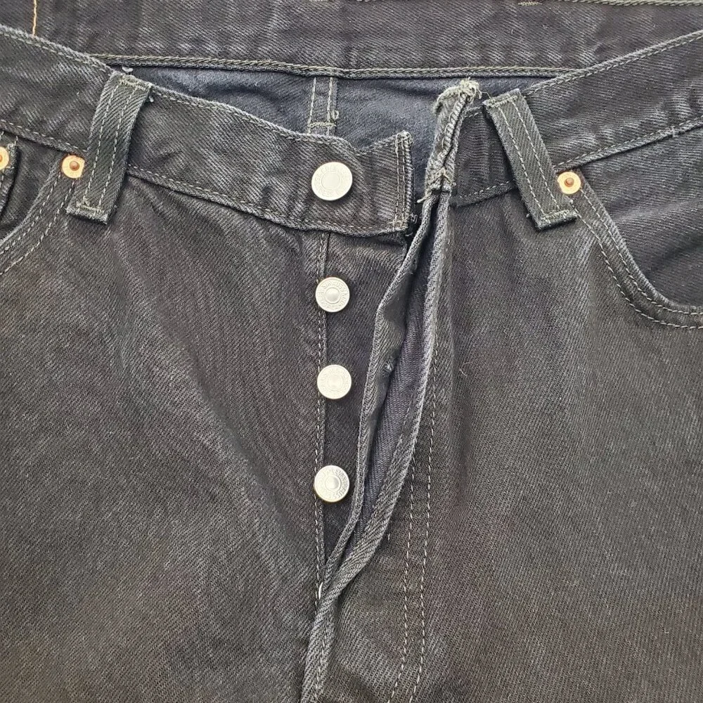Vintage Levi’s 501 Button Fly Straight Leg Jeans - Black 38x30